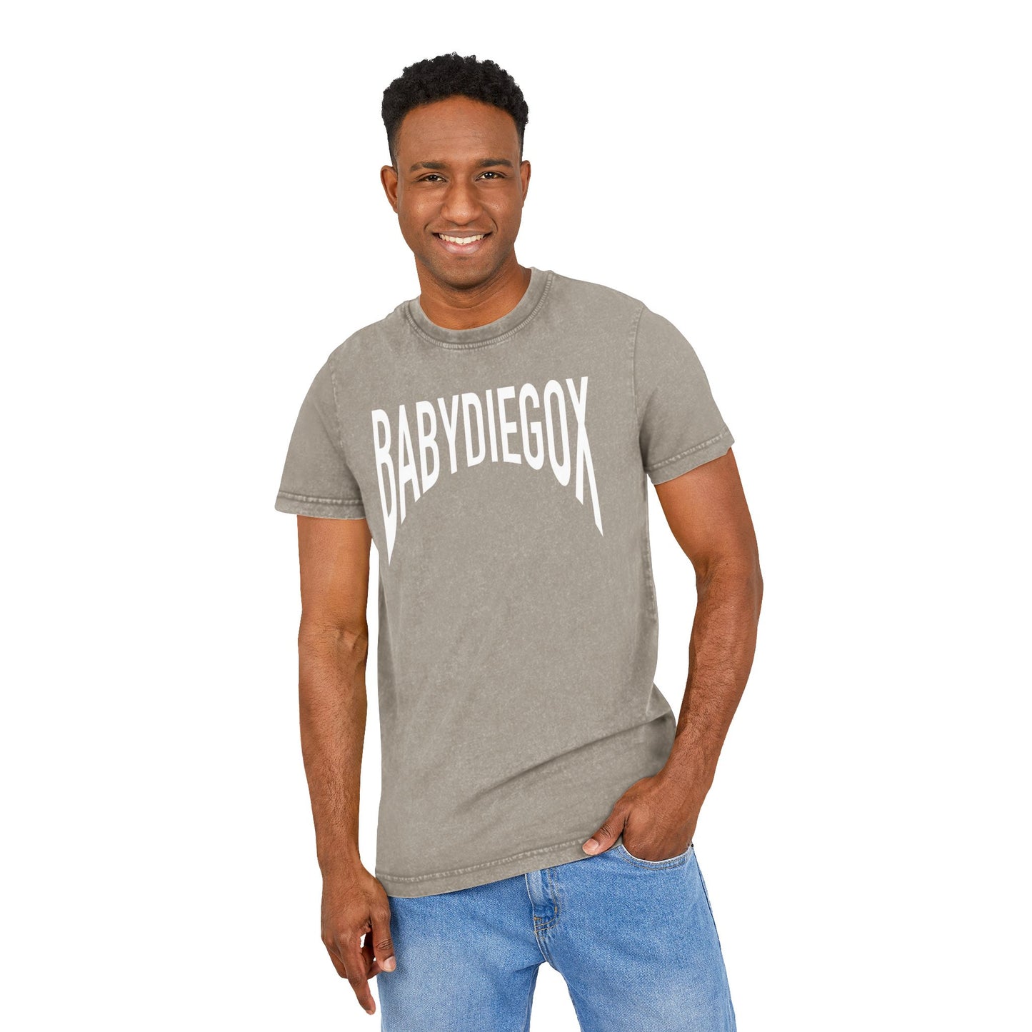 Acid Washed BABY DIEGO X Round Neck Tee BEIGE / KHAKI