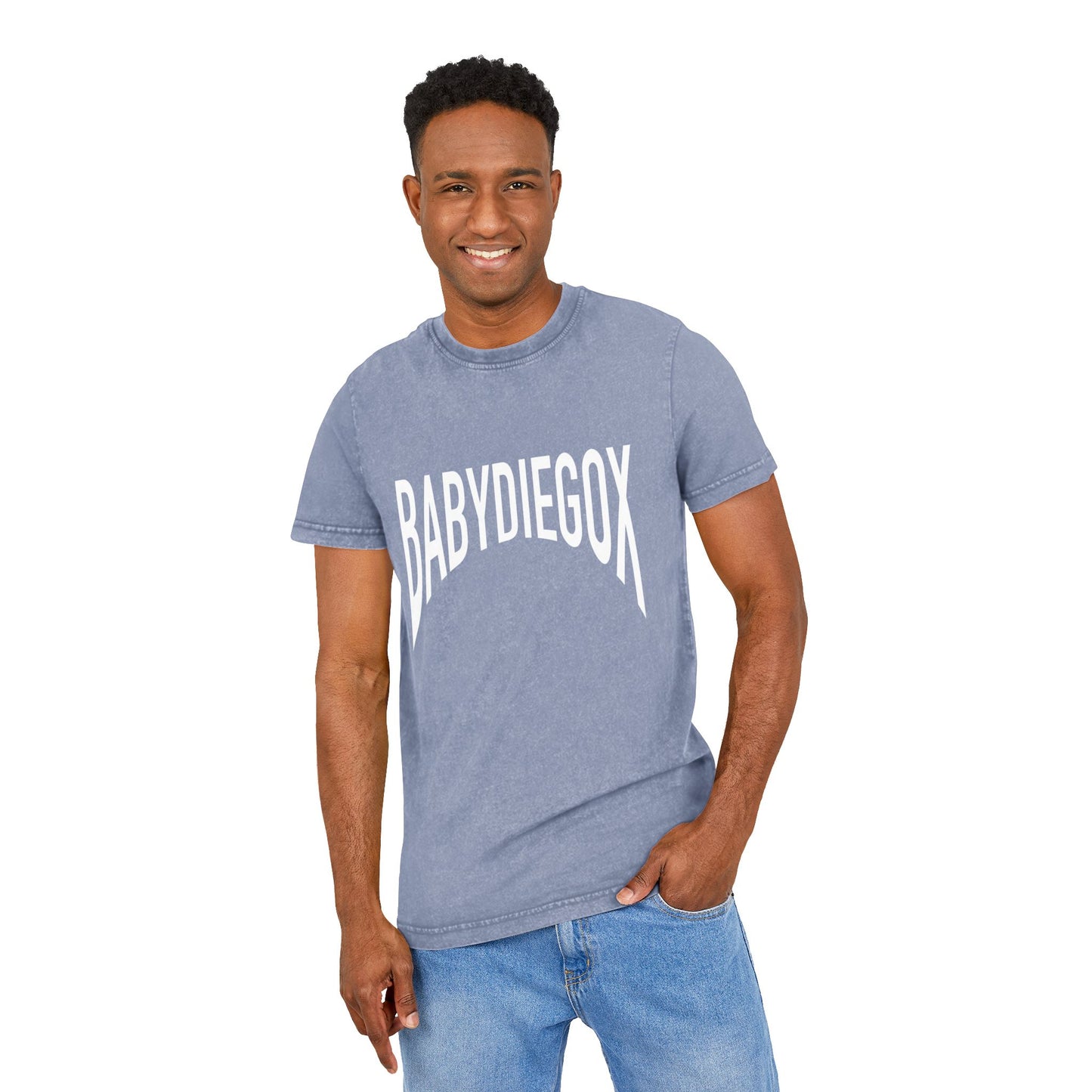 Acid Washed Round Neck BABY DIEGO X Tee BABY BLUE