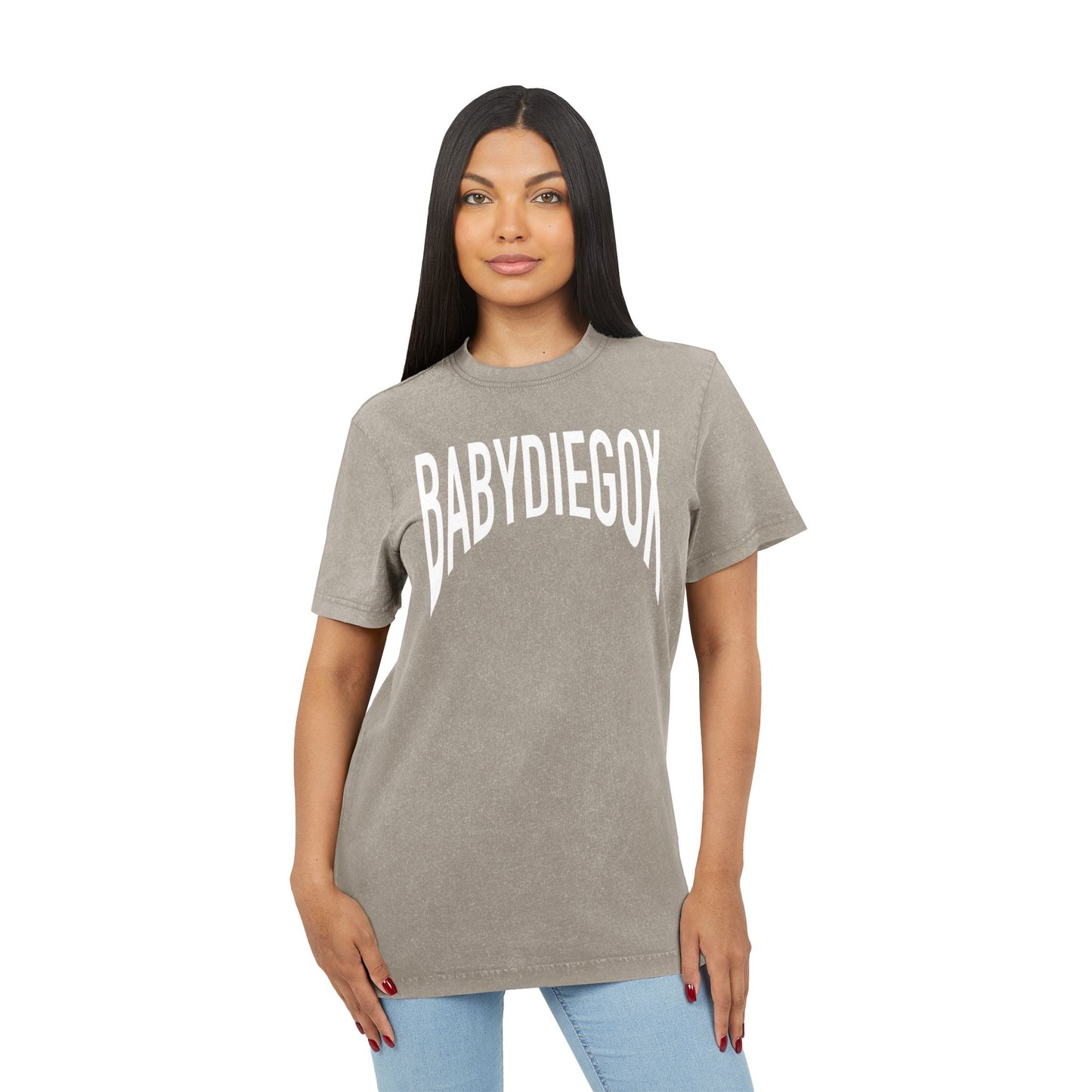 Acid Washed BABY DIEGO X Round Neck Tee BEIGE / KHAKI