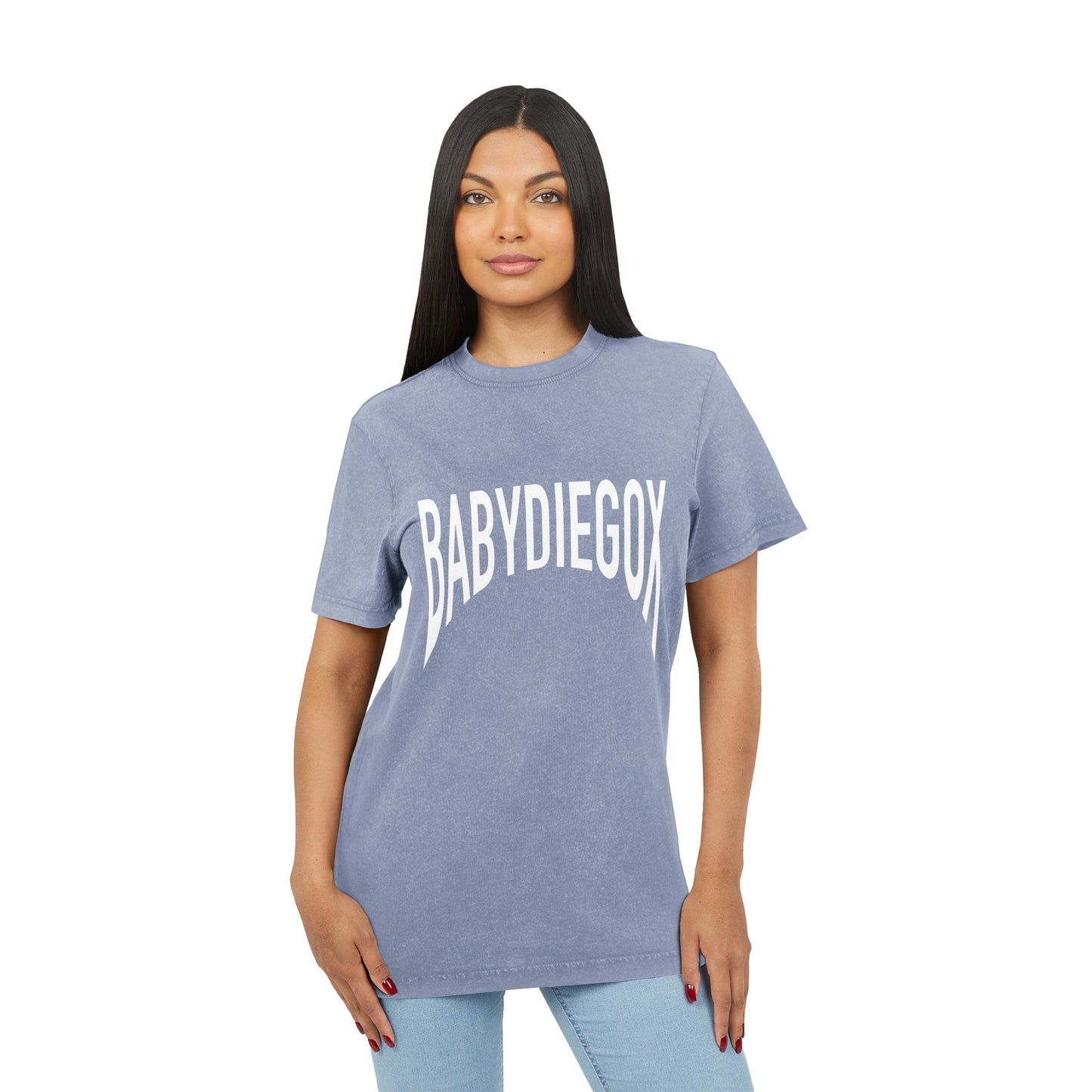 Acid Washed Round Neck BABY DIEGO X Tee BABY BLUE