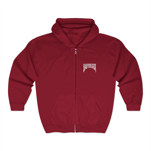Unisex  BABY DIEGO X Full Zip Hooded Sweatshirt INTENSE RED